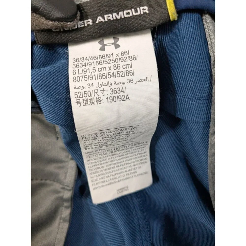 Under Armour Golf Pants Mens 36x34 (Meas 34x31) Blue Nylon Blend Stretch Chino